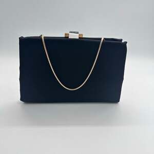 VINTAGE Joseph Magnin Black Frame Handbag Gold Chain Purse Clutch + Coin Purse